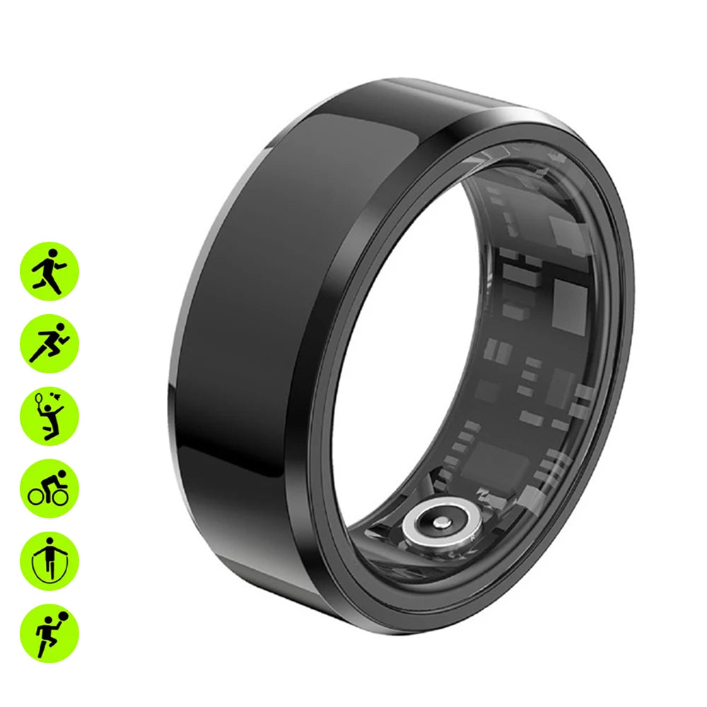 Smart Ring Fitness Heart Rate Tracker Titanium Steel Shell IP68&3ATM Waterproof Multi-Sport Modes Sleep Monitoring Rings